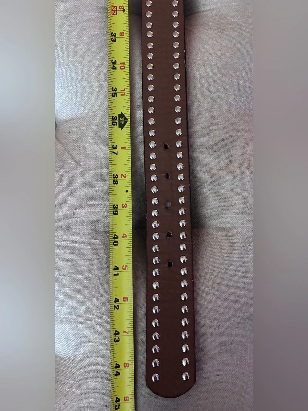 BKE Studded Glitz Brown Distressed Faux Leather 1 1/2” Belt W/Silver Accents - L